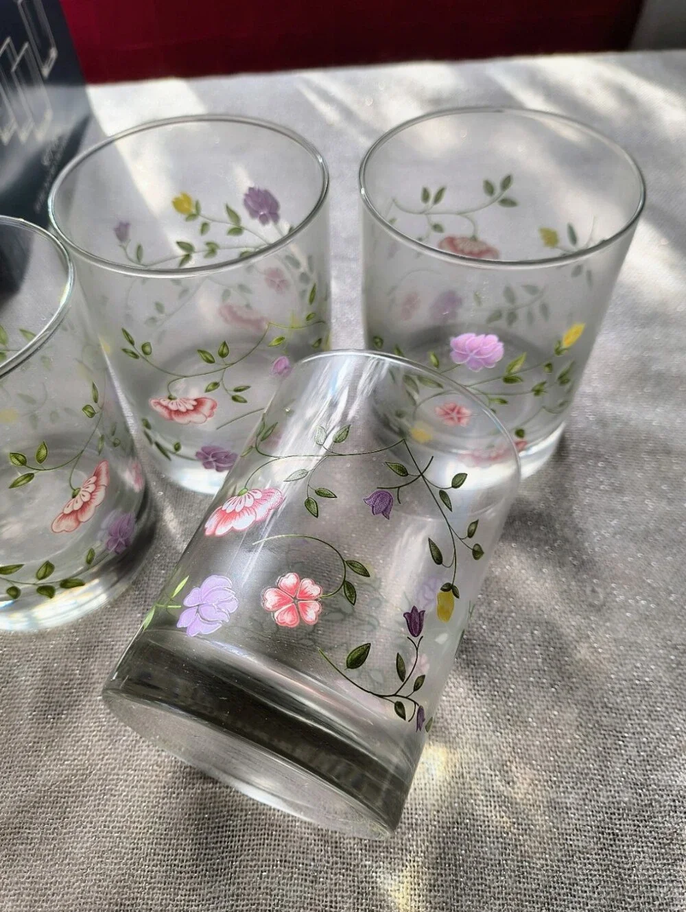 Set of 4 Johnson Brothers Summer Chintz 14 oz Old Fashioned Glasses